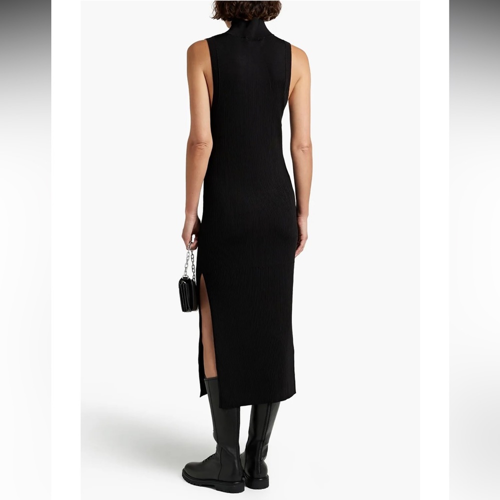 NWOT Good American black ribbed knit turtleneck midi dress sz 3/4 - Picture 2 of 11